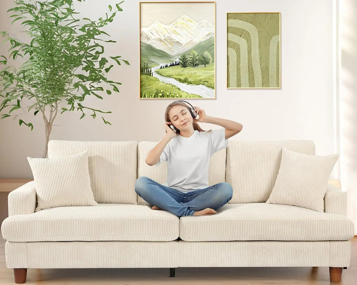 87in Corduroy Couch,  Sofa No Tool Assembly, Comfy Couches for Living Room 21in Deeper Seats, Corduroy Sofas for, Customized