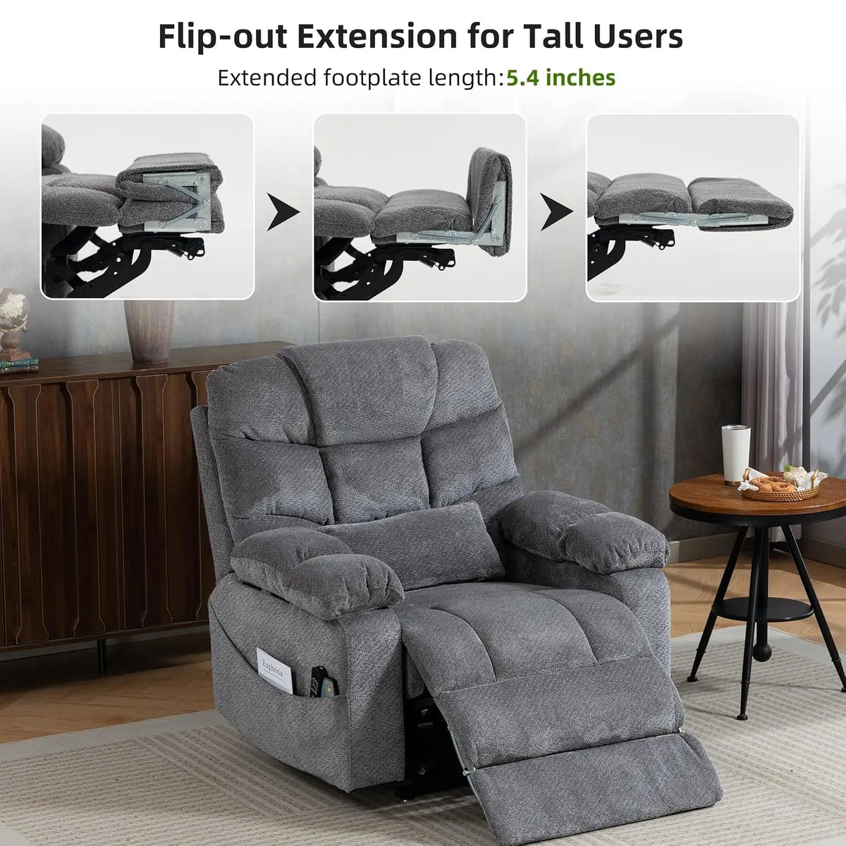500lbs Heavy Duty Power Lift Recliner for Tall Man 6'5" Extended Footrest, Custom