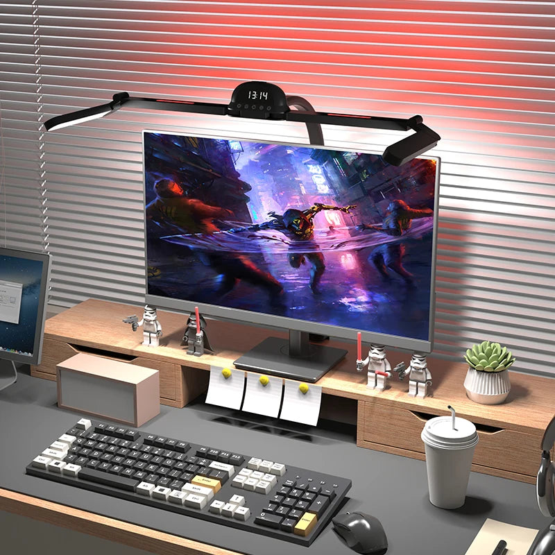 120cm Full Spectrum LED Multi-Function Eye-Caring Desk Lamp Stepless Dimming 5 Colour Temperatures Clip-on Computer Monitor Lamp