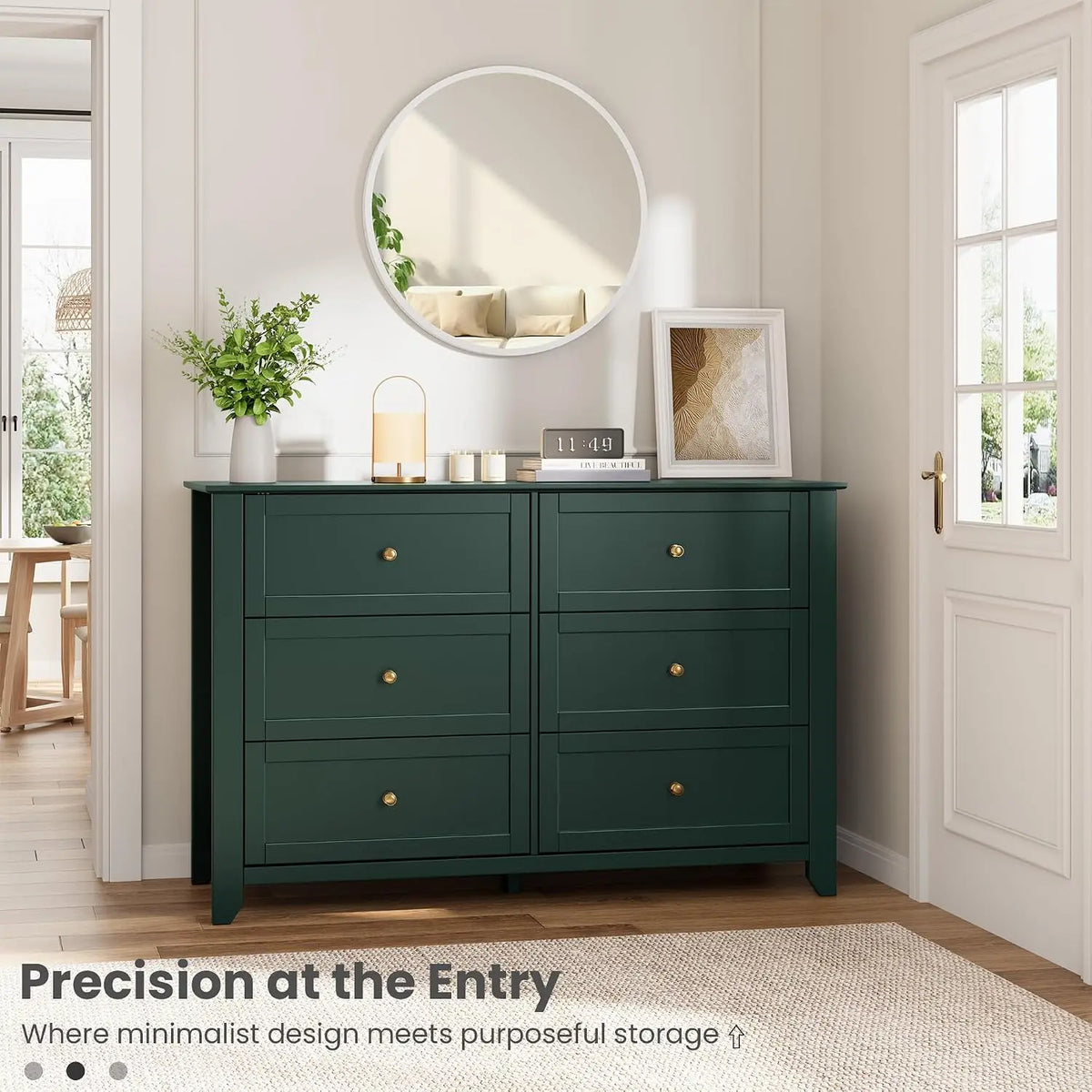 6-Drawer Dresser for Bedroom, 47.2" Wide Modern Large Chest of Drawers with Metal Knobs, Wooden Clothes Storage Organizer for Closet, Nursery, Living Room & Apartment