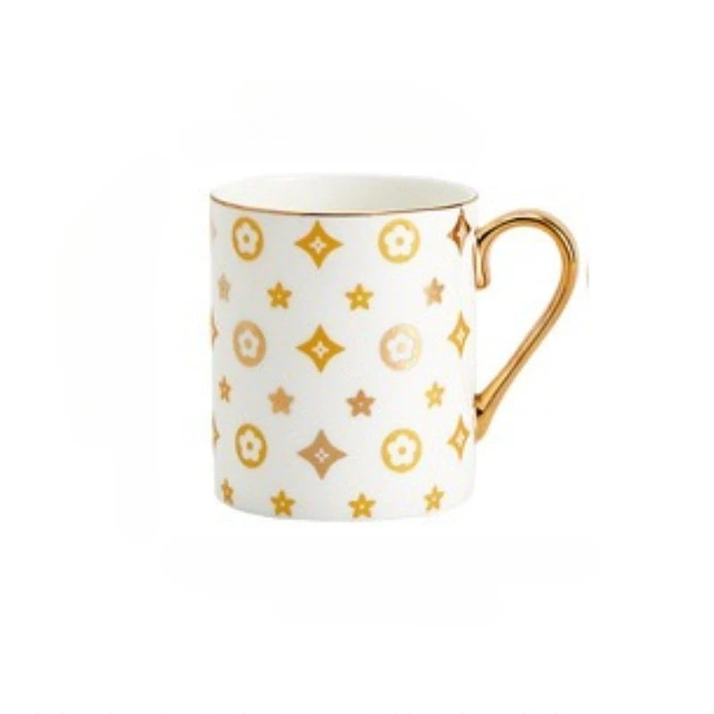 Light Luxury Hand-Painted Gold Ceramic Coffee Cup Office Mug Afternoon Tea Cups Household Drinkware