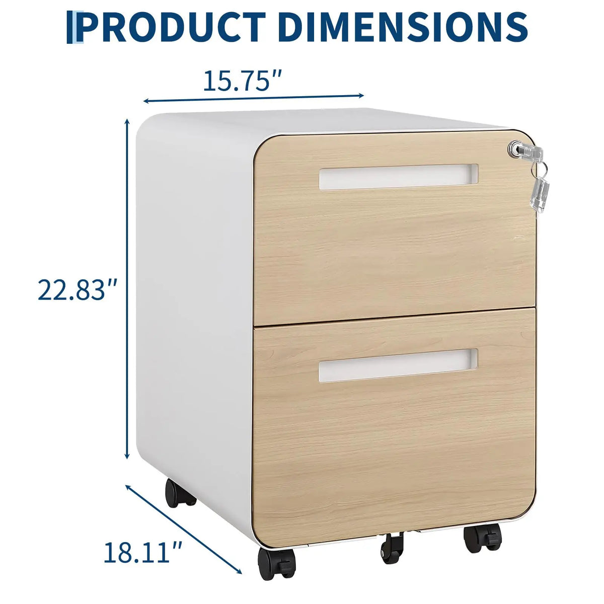 2 Drawer Mobile File Cabinet With Lock, Rolling Metal Under Desk Filing Cabinet For Letter Legal A4, Fully Assembled