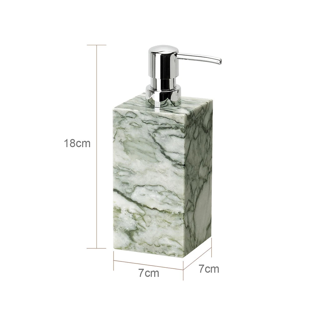 Cold Emerald Natural Marble Bathroom Accessories Set Luxury Soap Dispenser Soap Dish Toothbrush Holder Vanity Tray Kit Bathroom