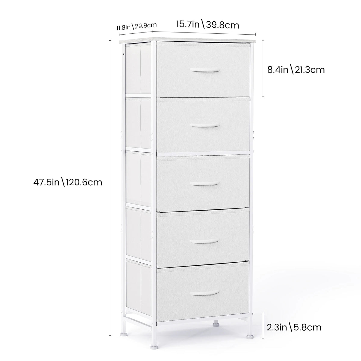 JHK 5 Fabric Drawers Cabinet For Living Room 48IN Drawers Beside Nightstand Tables Storage Closet Chest Clothes Display Of Furni