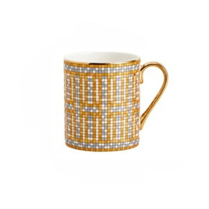 Light Luxury Hand-Painted Gold Ceramic Coffee Cup Office Mug Afternoon Tea Cups Household Drinkware
