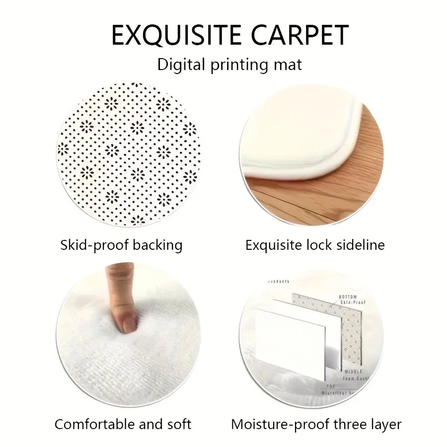 Minimalist Eucalyptus Leaf Gold Speckle Runner Rug on white base,non-slip decorative mat for bedroom, entryway and home corridor