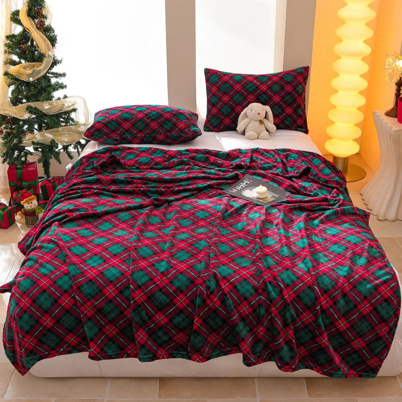 Hot Sale Christmas Flannel Single Double Blanket Fall and Winter Warmth Sofa Blankets for Throw Cozy Warm Bed Sheet Home Decor