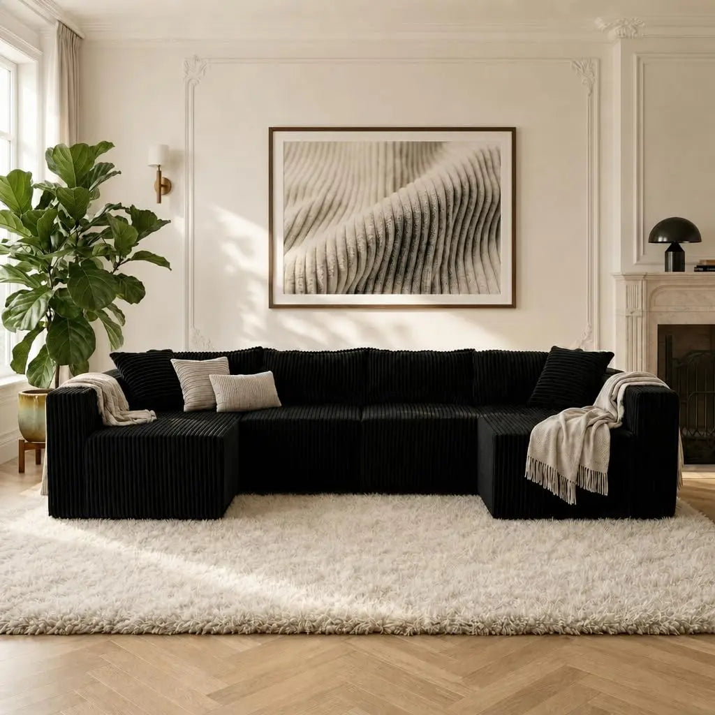 118" Boneless Modular Cloud Couch, Sectional Couch with Ottoman, Customized