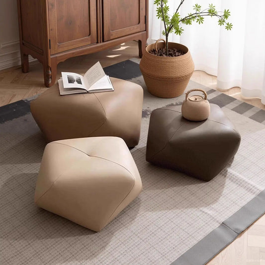 Solid Wood Stool Octagonal Coffee Table Household Living Room Footrest Sofa Bedroom Sitting Cushion Dressing Room Changing Shoes