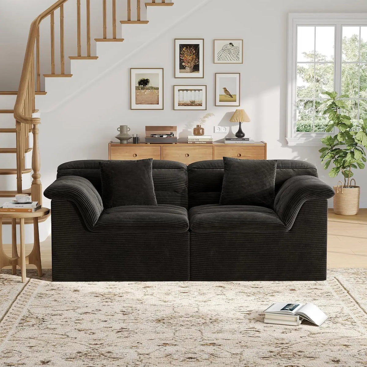 81" Sofa with Deep Seats Oversize, 2 Seater Cloud Couches, Upholstered Corduroy Loveseat for Living Room Bedroom,, Customized