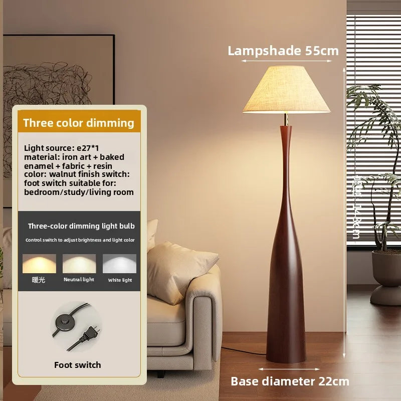 Nordic Minimalist Style Living Room Sofaside/Study Fabric LED Floor Lamp Contemporary Artistic Ornaments Interior Standing Light