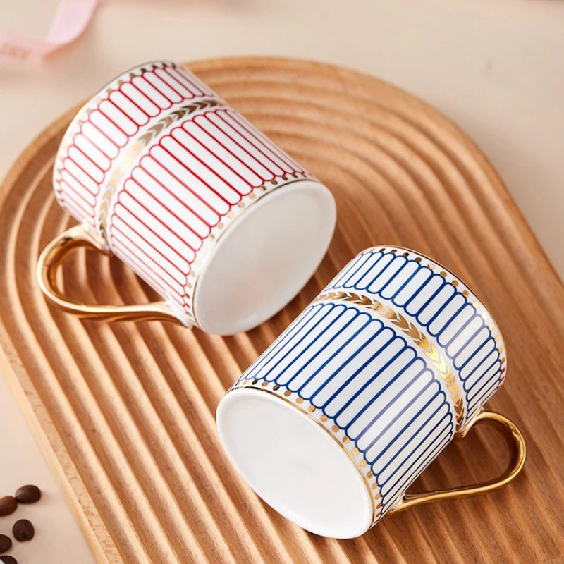 Light Luxury Hand-Painted Gold Ceramic Coffee Cup Office Mug Afternoon Tea Cups Household Drinkware