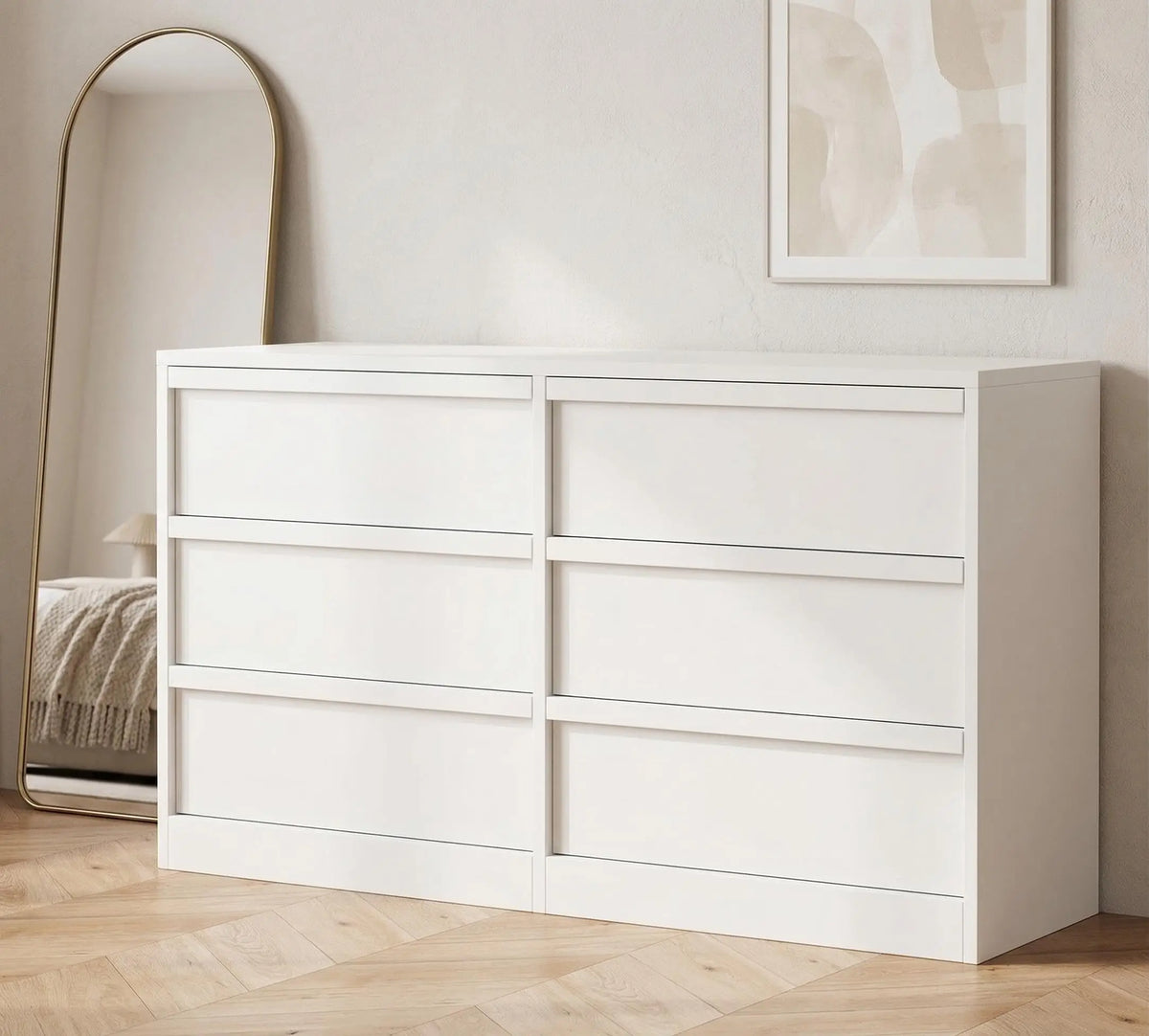 GarveeLife Spacious Storage Solution Wooden Dresser - Wide Chest with 6/7/8 Drawers - Modern Bedroom Furniture - Horizontal Cabinet Organizer - For Bedroom, Living Room, Entryway, Nursery
