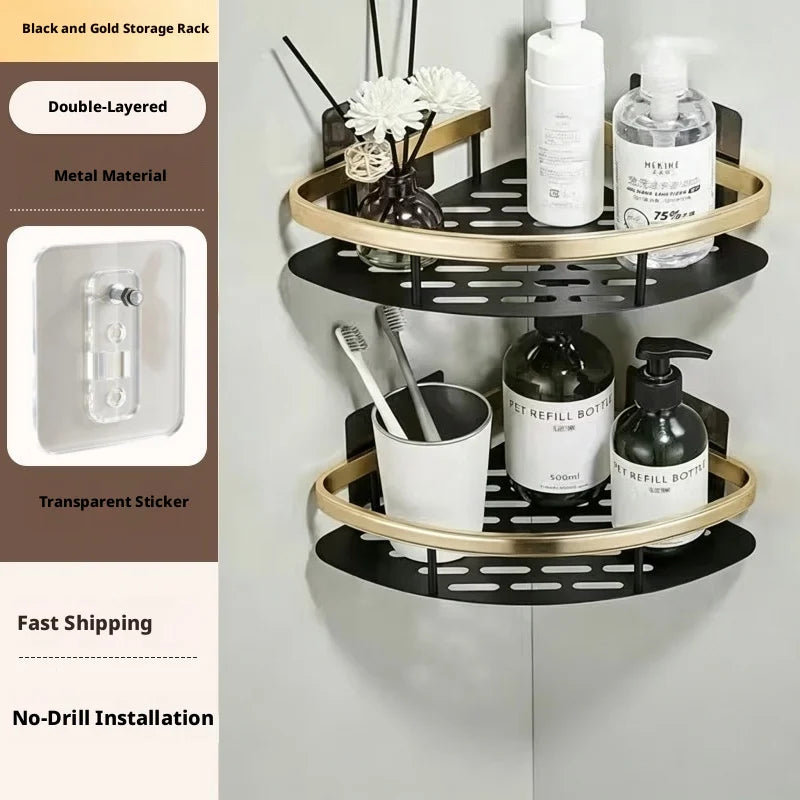 Anti Rust Metal Steel Shower Rack Large Capacity Bathroom Organizing Shelves Convenient Storage Home Decoration