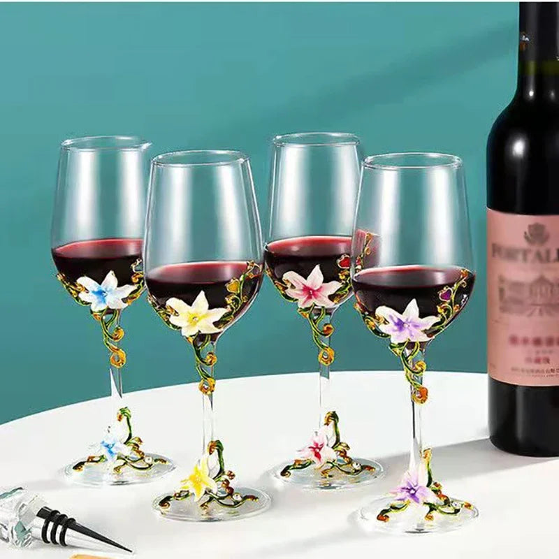 Creative Enamel Crystal Goblet Glasses for Champagne Glass Cup Set Luxury Glass Cups Glasses of Wine Wineglass Vintage Drinking