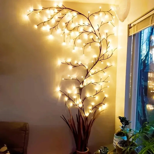 LED indoor branch wicker light string with eight modes USB-powered for wedding arrangements living rooms cafes