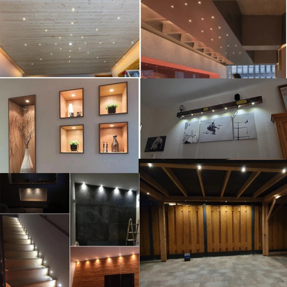 Mini LED 12V Recessed Ceiling Downlights 1W Dimmable Spotlight Black White Showcase Bedroom Party KTV DJ DIY Stairs Spot Lights