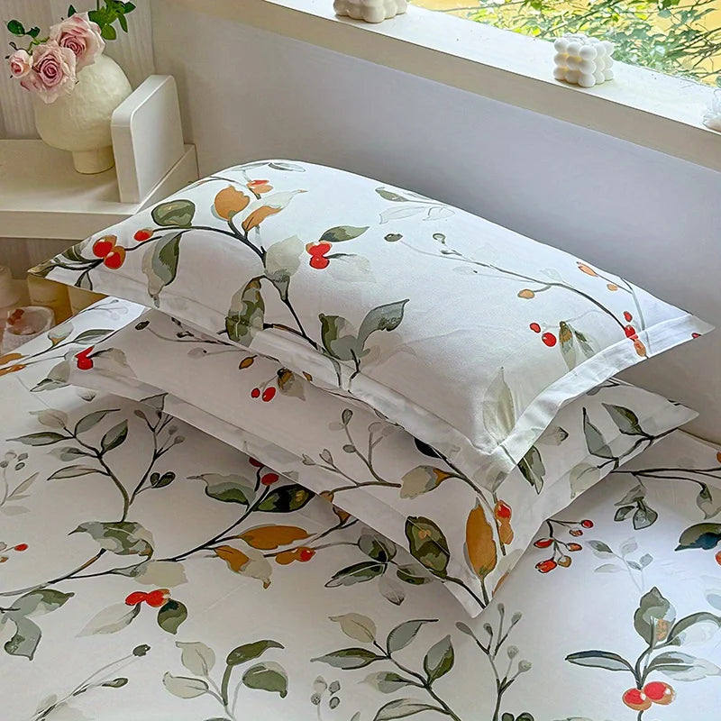 3pcs Print Bedding Set, Soft and Comfortable, Suitable for Bedroom, Guest Room One Fitted Sheet + Two Pillowcases, No Core