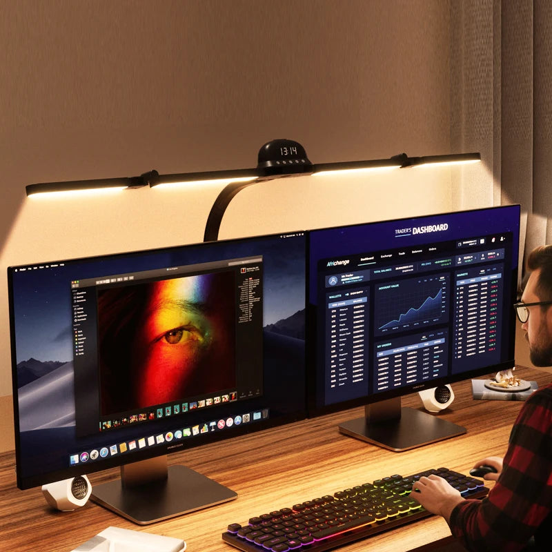 120cm Full Spectrum LED Multi-Function Eye-Caring Desk Lamp Stepless Dimming 5 Colour Temperatures Clip-on Computer Monitor Lamp