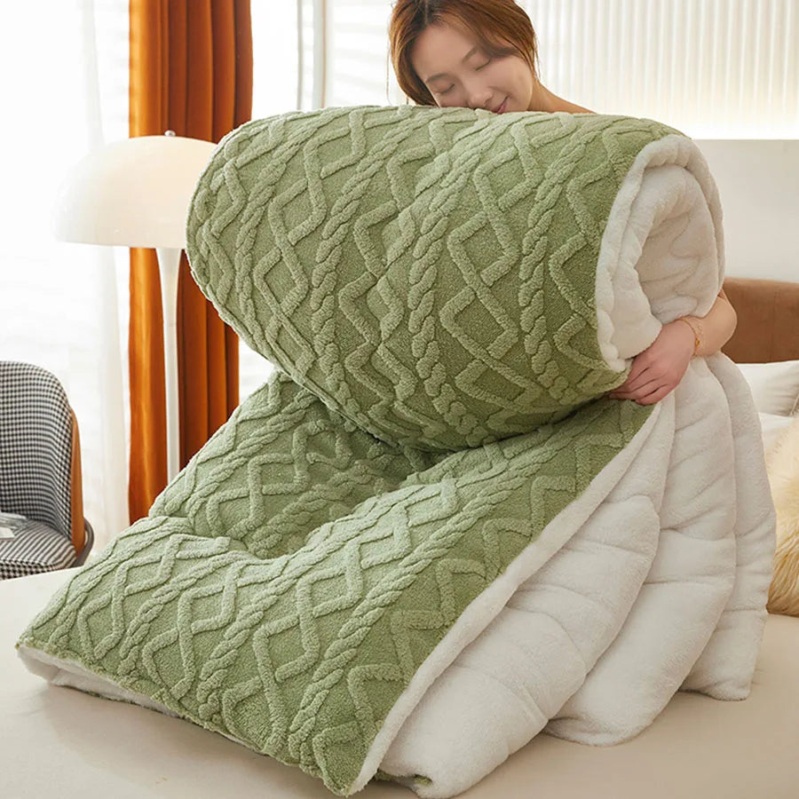 New Super Thick Winter Warm Blanket for Bed Artificial Lamb Cashmere Weighted Blankets Soft Comfortable Warmth Quilt Comforter
