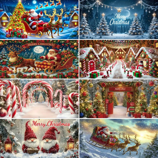 Christmas Large Garage Door Cover Backdrop Xmas Party Decoration Background Winter Yard New Year Party Wall Decor Banner Props