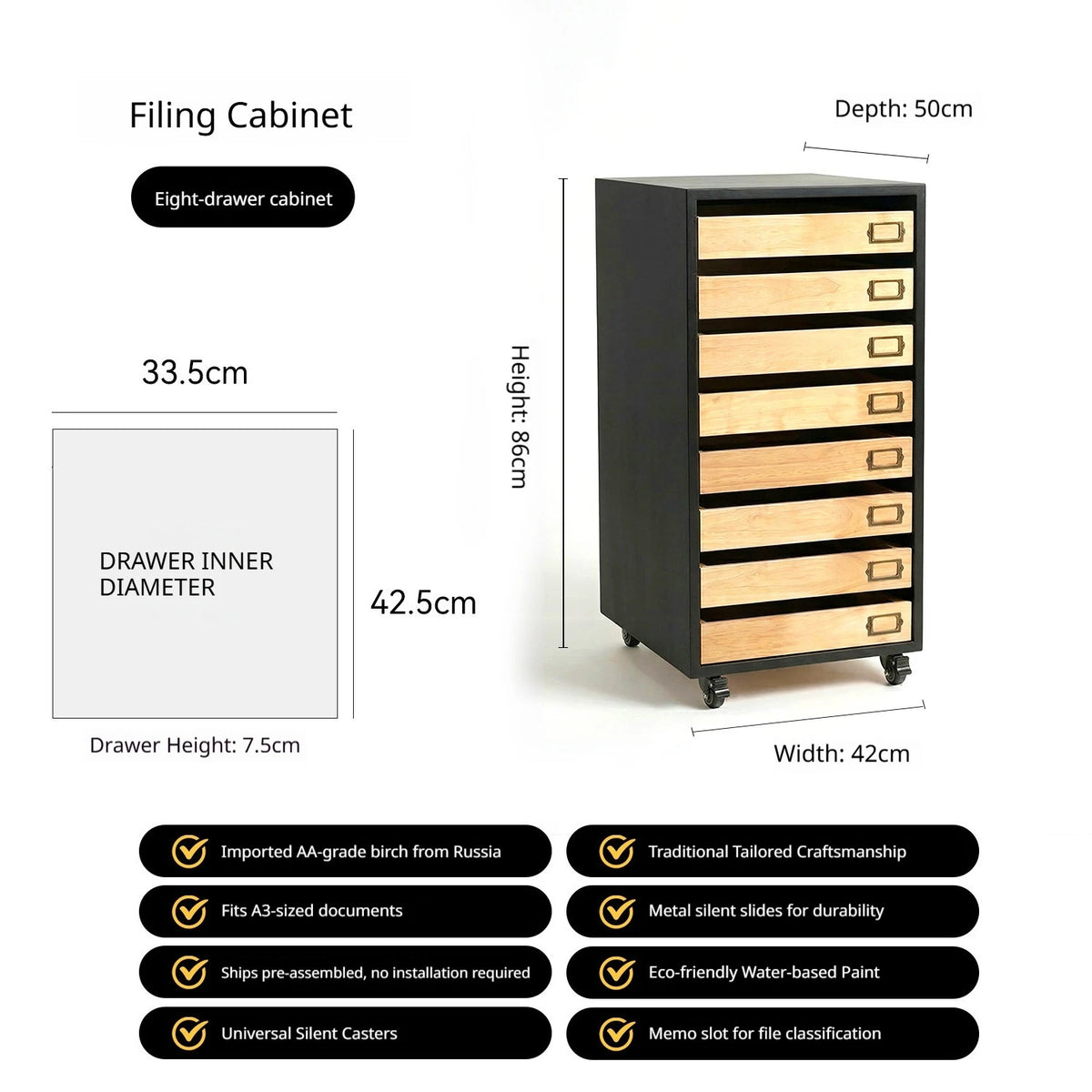 Modern Solid Wood Filing Drawer Cabinets Nordic Creative Desk Mobile Document Drawing Cabinet Home Furniture  أثاث مكتبات FYFC