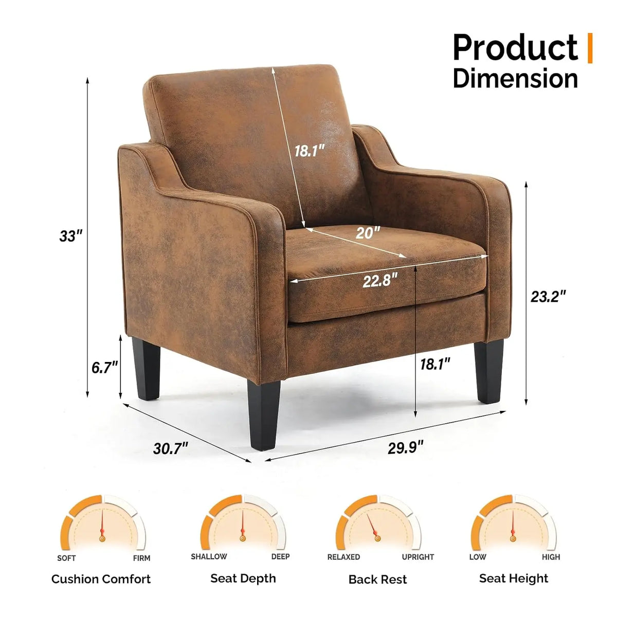 Accent Chairs Set of 2 Living Room Chairs Rustic Reading Chair for Bedroom Scooped Arm Chair Mid Century Modern, Customized