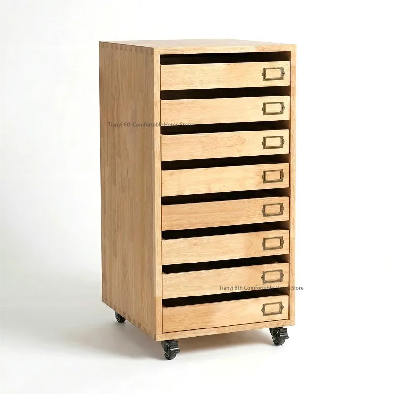Modern Solid Wood Filing Drawer Cabinets Nordic Creative Desk Mobile Document Drawing Cabinet Home Furniture  أثاث مكتبات FYFC