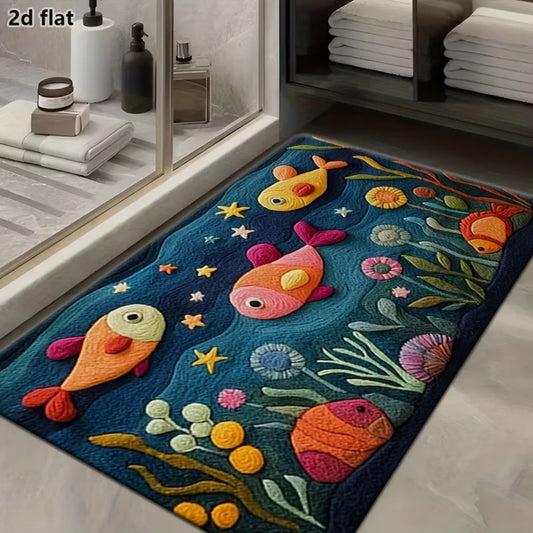 Bathroom Floor Rug Square Diatomaceous Earth Material Rubber Backed Non Slip Fast Dry Mat