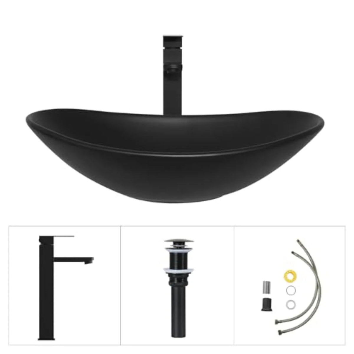 36'' Floating Bathroom Vanity with Sink, Wall Mounted Vanity, Black | Floating Bathroom Cabinets, Black handle, 1 Door