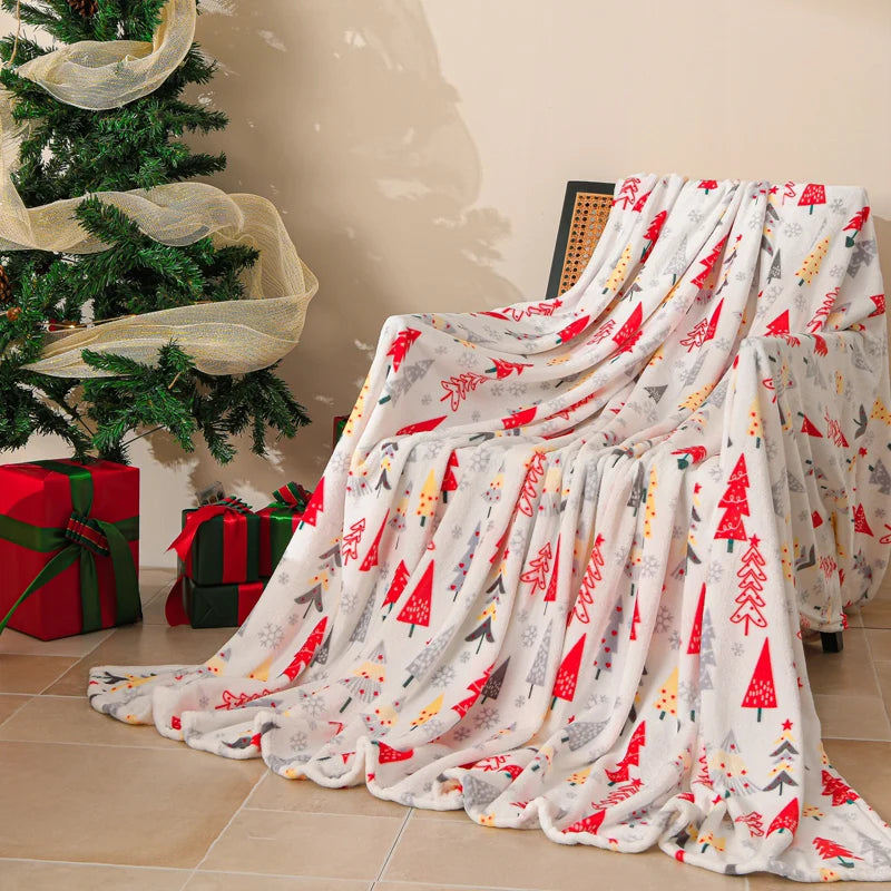 Hot Sale Christmas Flannel Single Double Blanket Fall and Winter Warmth Sofa Blankets for Throw Cozy Warm Bed Sheet Home Decor