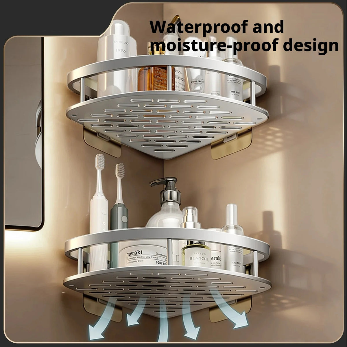 Anti Rust Metal Steel Shower Rack Large Capacity Bathroom Organizing Shelves Convenient Storage Home Decoration