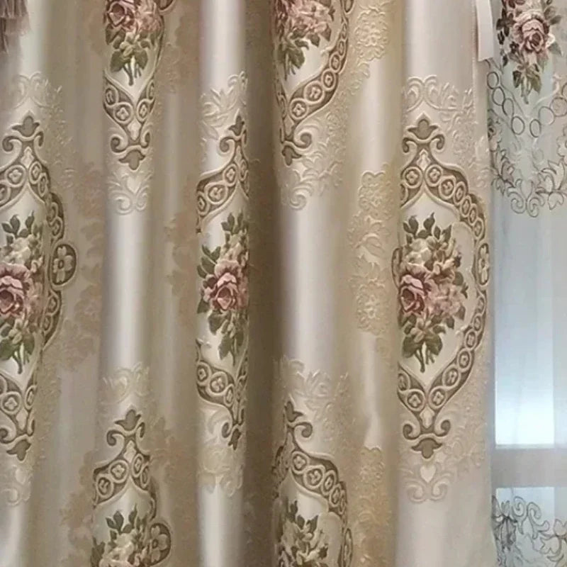 European Chenille Valance Luxury Curtains for Living Room Tulle Bedroom Blackout Embroidered Jacquard Designer Window Decor