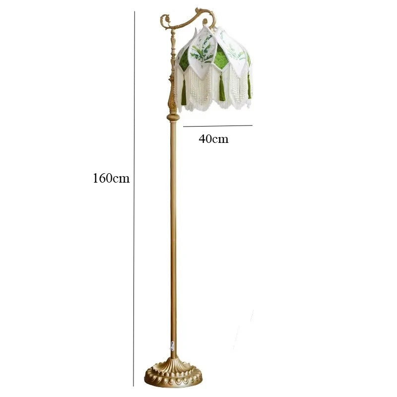 American Tassel Lampshade Floor Lamp European Luxury Design Velvet Station Lamp Livingroom Bedroom Atmosphere Art Decor Lighting