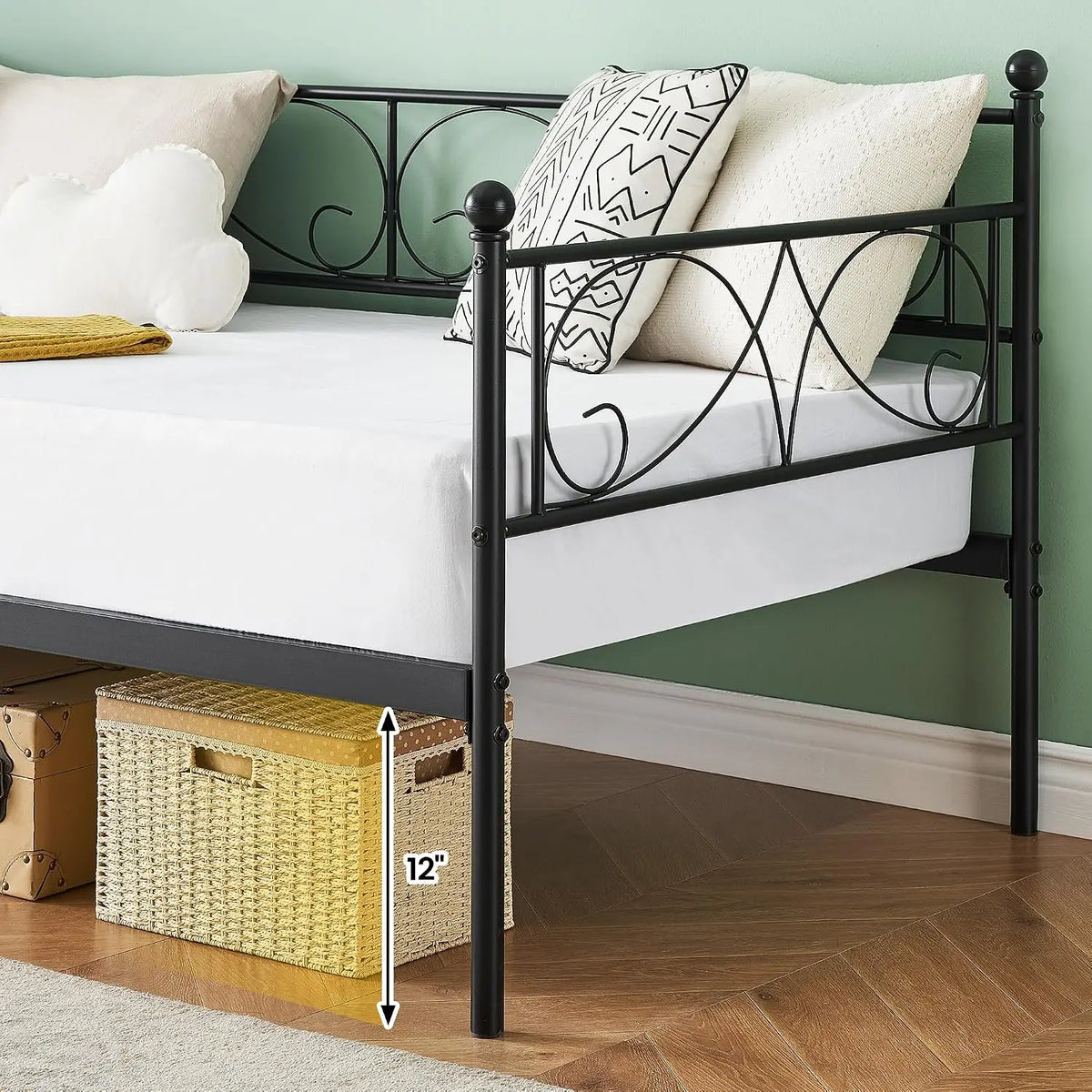 Sofa Bed with Pull-Out Trundle Bed for Bedroom/Living Room Twin Daybed with Trundle Upholstered Headboard & Charging Station Headboard Included No Box Spring Needed