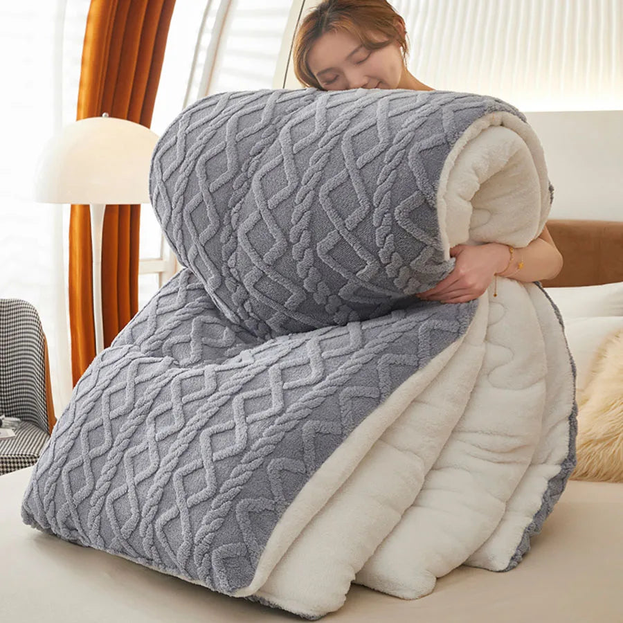 New Super Thick Winter Warm Blanket for Bed Artificial Lamb Cashmere Weighted Blankets Soft Comfortable Warmth Quilt Comforter