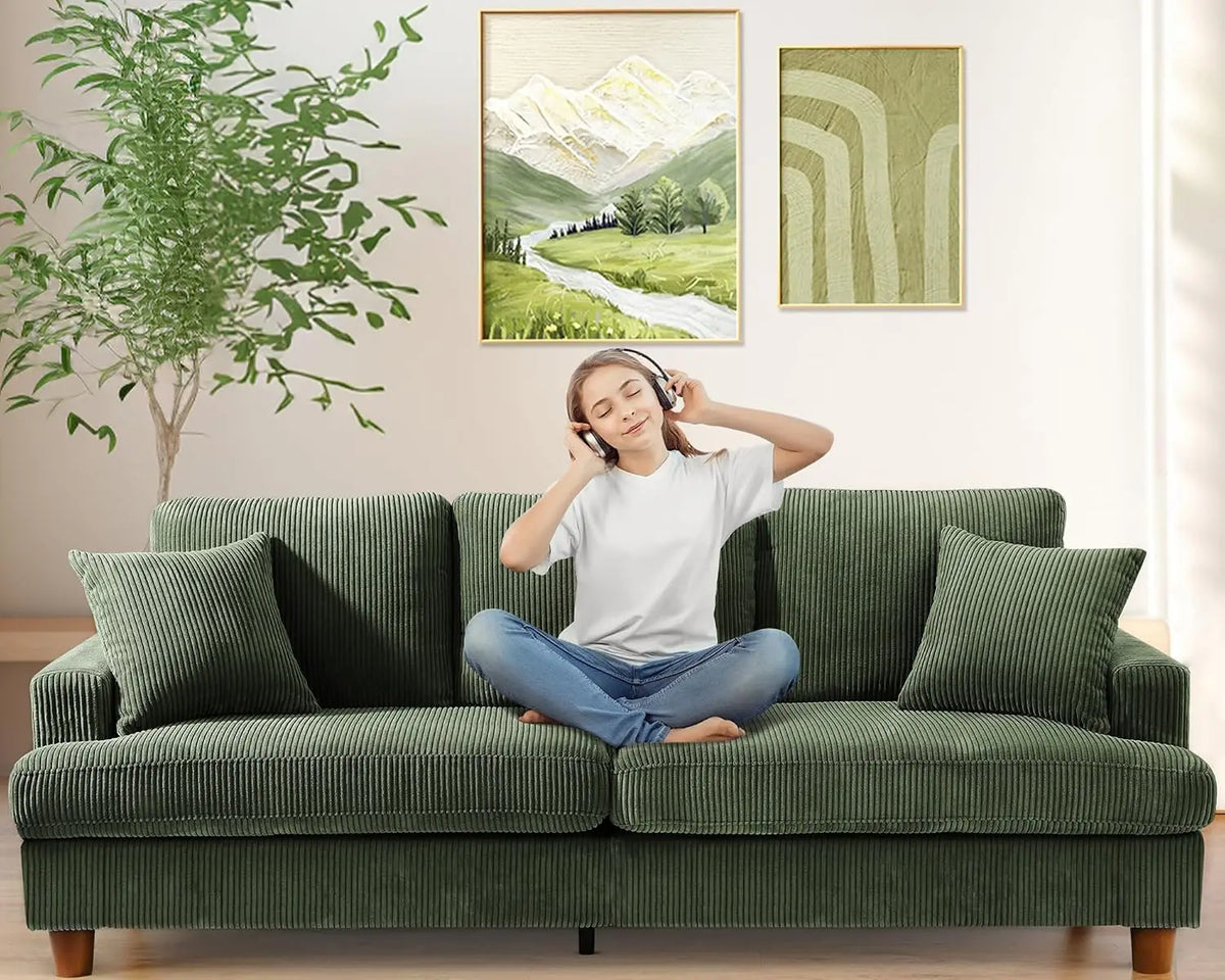 87in Corduroy Couch,  Sofa No Tool Assembly, Comfy Couches for Living Room 21in Deeper Seats, Corduroy Sofas for, Customized