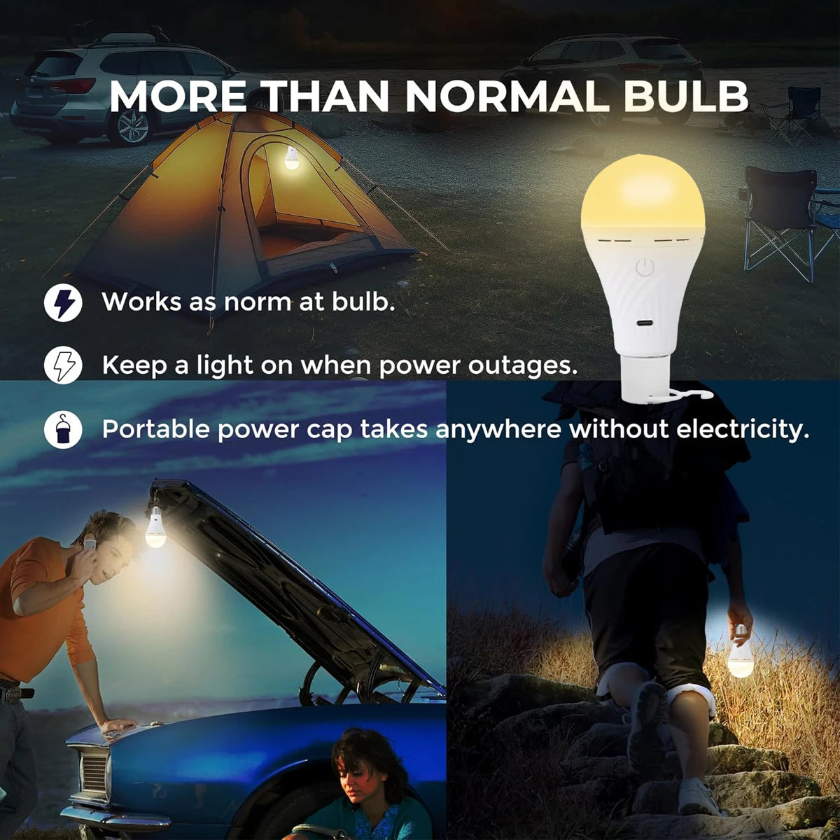 HOMEFISH USB led Bulb e27 Rechargeable Light Bulb Smart Battery BulbTouch Control Dimmable LED Bulbs with Timing