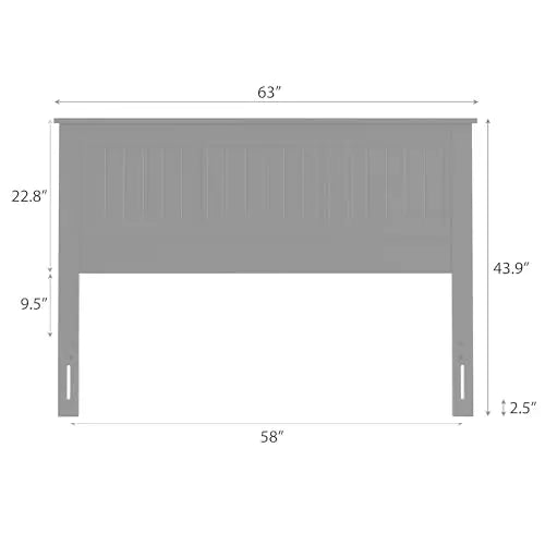 Serene Wood Panel Headboard with Window-Pane Design, Queen, White