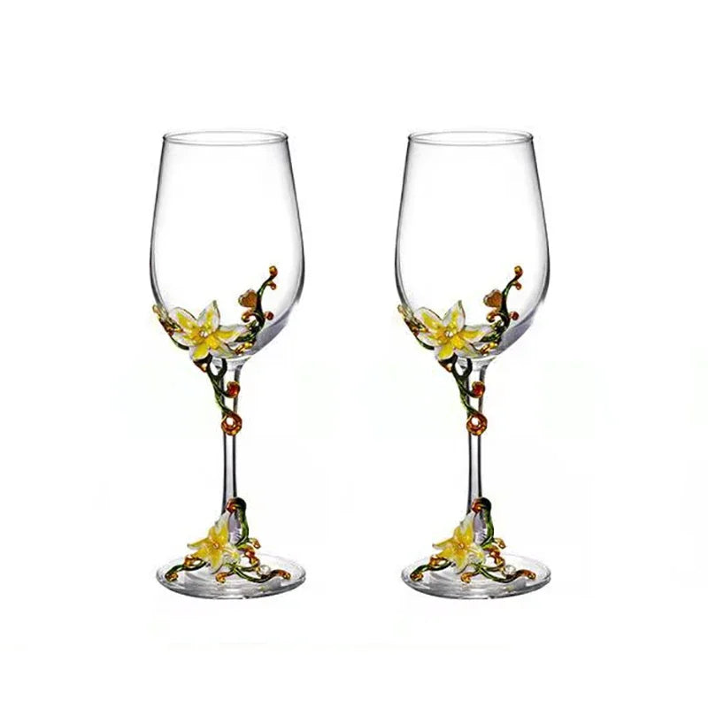 Creative Enamel Crystal Goblet Glasses for Champagne Glass Cup Set Luxury Glass Cups Glasses of Wine Wineglass Vintage Drinking