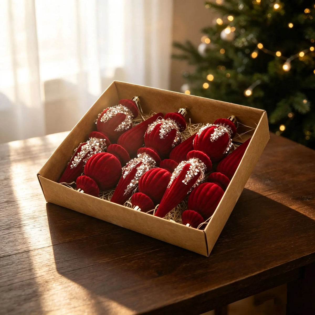 2026 New Christmas Pendant Red Velvet Christmas Ball Hanging for Indoor Outdoor Decor Navidad New Year Party Decoration Props