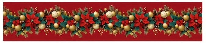2D‑Printed Poinsettia Pinecone Table Runner, Decor for Dining Table, Coffee‑Table, Gatherings, Indoor‑Outdoor Parties