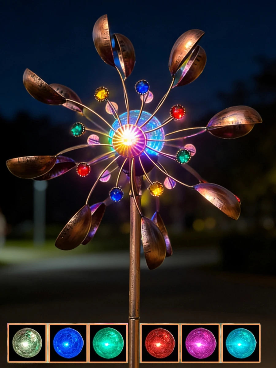 360° Rotating Garden Windmill Wind Chime Outdoor Solar-Powered Windmill Decor Perfect for Backyard Lawns Housewarming Gift