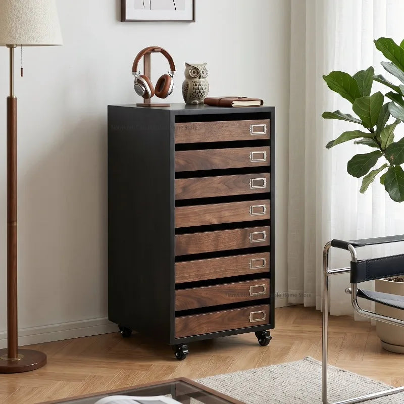 Modern Solid Wood Filing Drawer Cabinets Nordic Creative Desk Mobile Document Drawing Cabinet Home Furniture  أثاث مكتبات FYFC