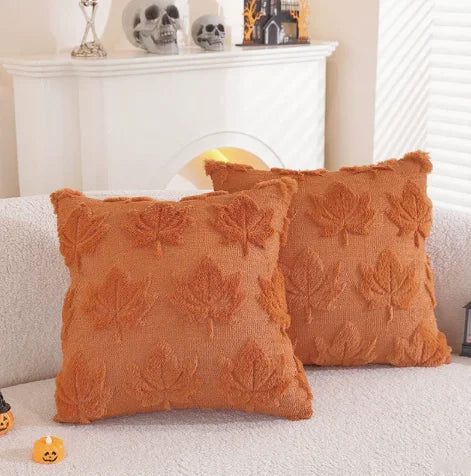 Ghost Pumpkin Plush Faux Fur Pillow Covers Soft Halloween Decor for Sofa Couch Bed Living Room White Orange Pillowcases 45x45CM