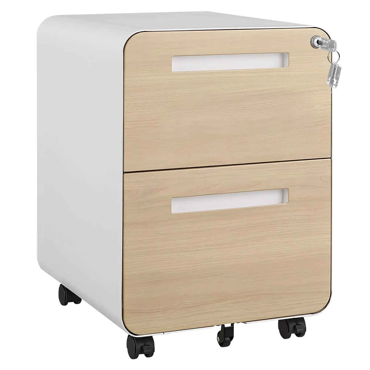 2 Drawer Mobile File Cabinet With Lock, Rolling Metal Under Desk Filing Cabinet For Letter Legal A4, Fully Assembled