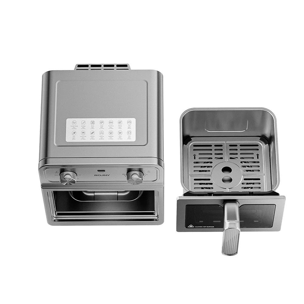 ROUNY 6.5L Air Fryer Oven with View Window, 304 Stainless Steel Basket, All-Metal Body and No-Turn Cooking