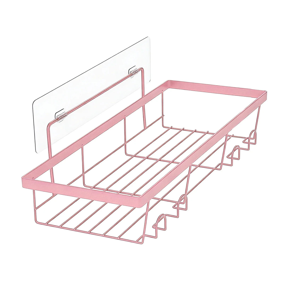 2pcs Shower Caddy Basket Shelf Adhesive Shower Wall Shelves Rustproof Bathroom Shower Storage Organizer Pink