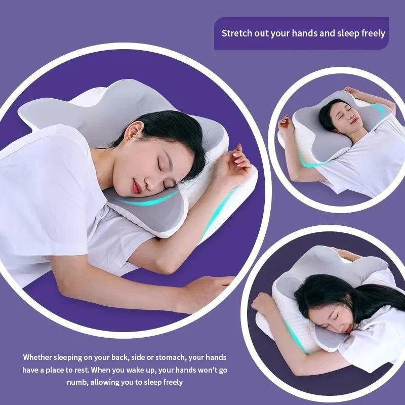 2-in-1 Ergonomic Molded Orthopedic Pillow One Unit Foam Cervical Cushion Comfortable Neck Support Pad for Sore Neck Relief Use