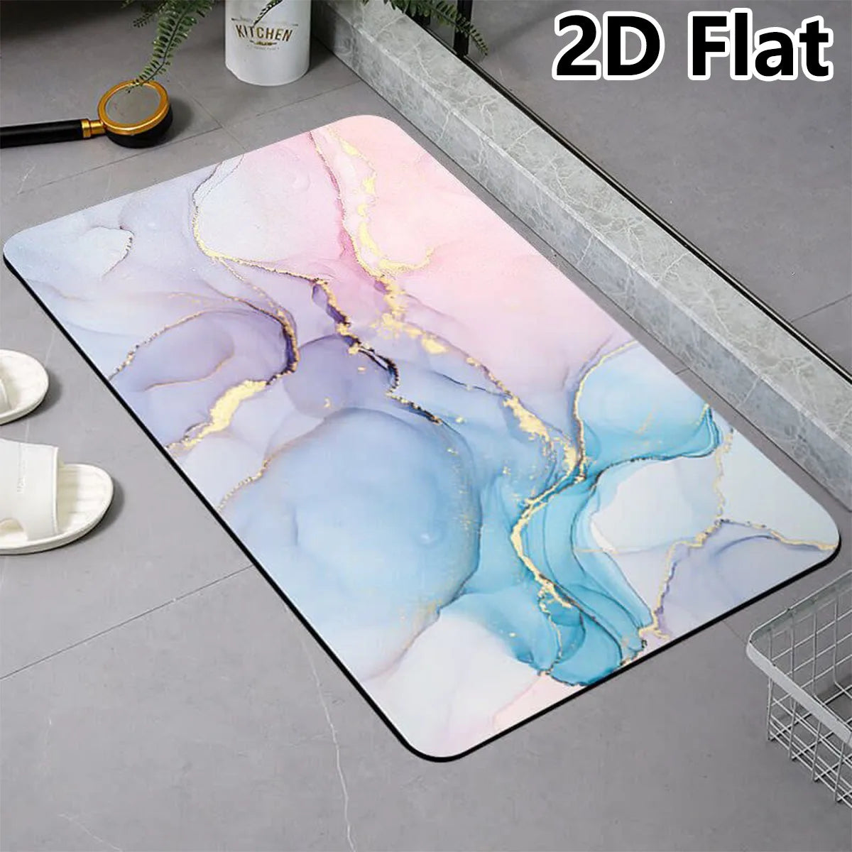 Diatom Mud Bath Floor Rug, Non-Slip Absorbent Mat with Rubber Base for Bathroom, Toilet, Kitchen and Home Entrance